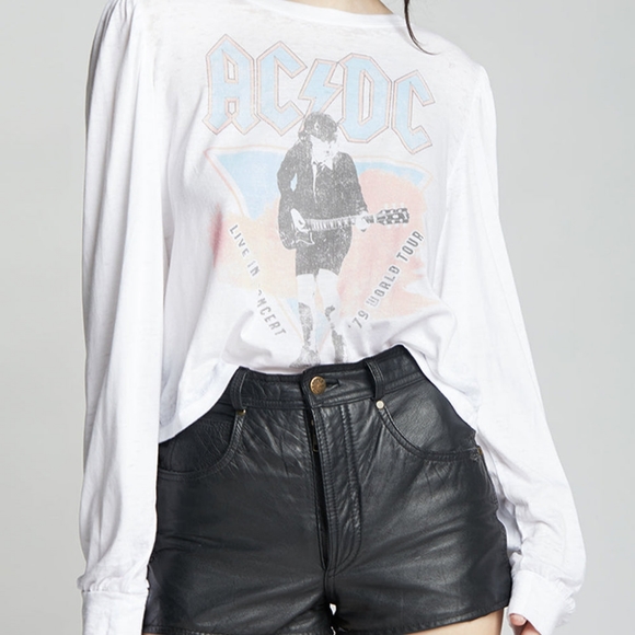 Recycled Karma poof Sleeve cropped AC/DC rock long sleeve shirt size xs. - Picture 8 of 8